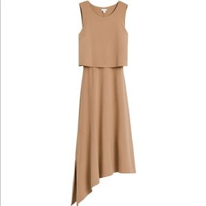 Cuyana Asymmetrical Overlay Dress. Camel.